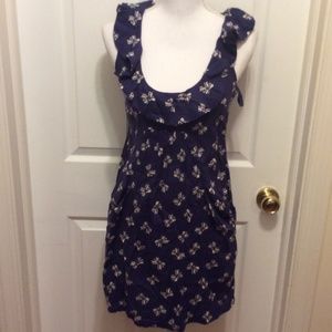 Pins and Needles Dress XS Blue White Bow